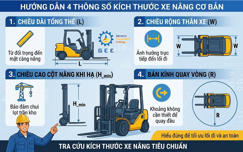 Cần nắm rõ 4 thông số cơ bản về kích thước xe nâng