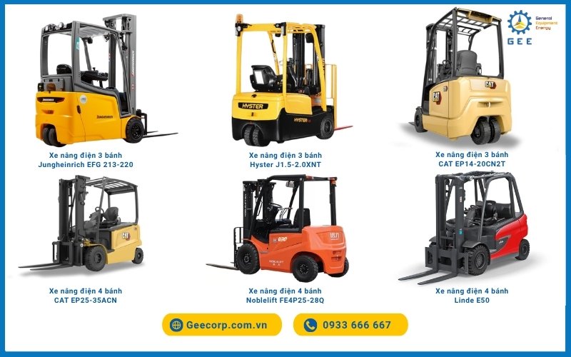 Các mẫu xe nâng điện 3 bánh và 4 bánh đang được ưa chuộng