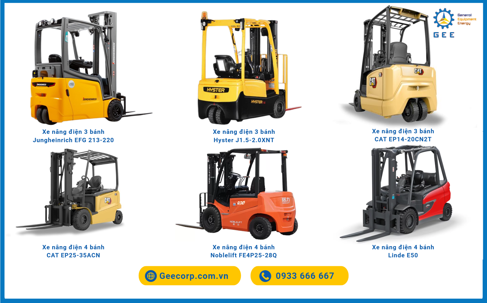 Các mẫu xe nâng điện 3 bánh và 4 bánh đang được ưa chuộng