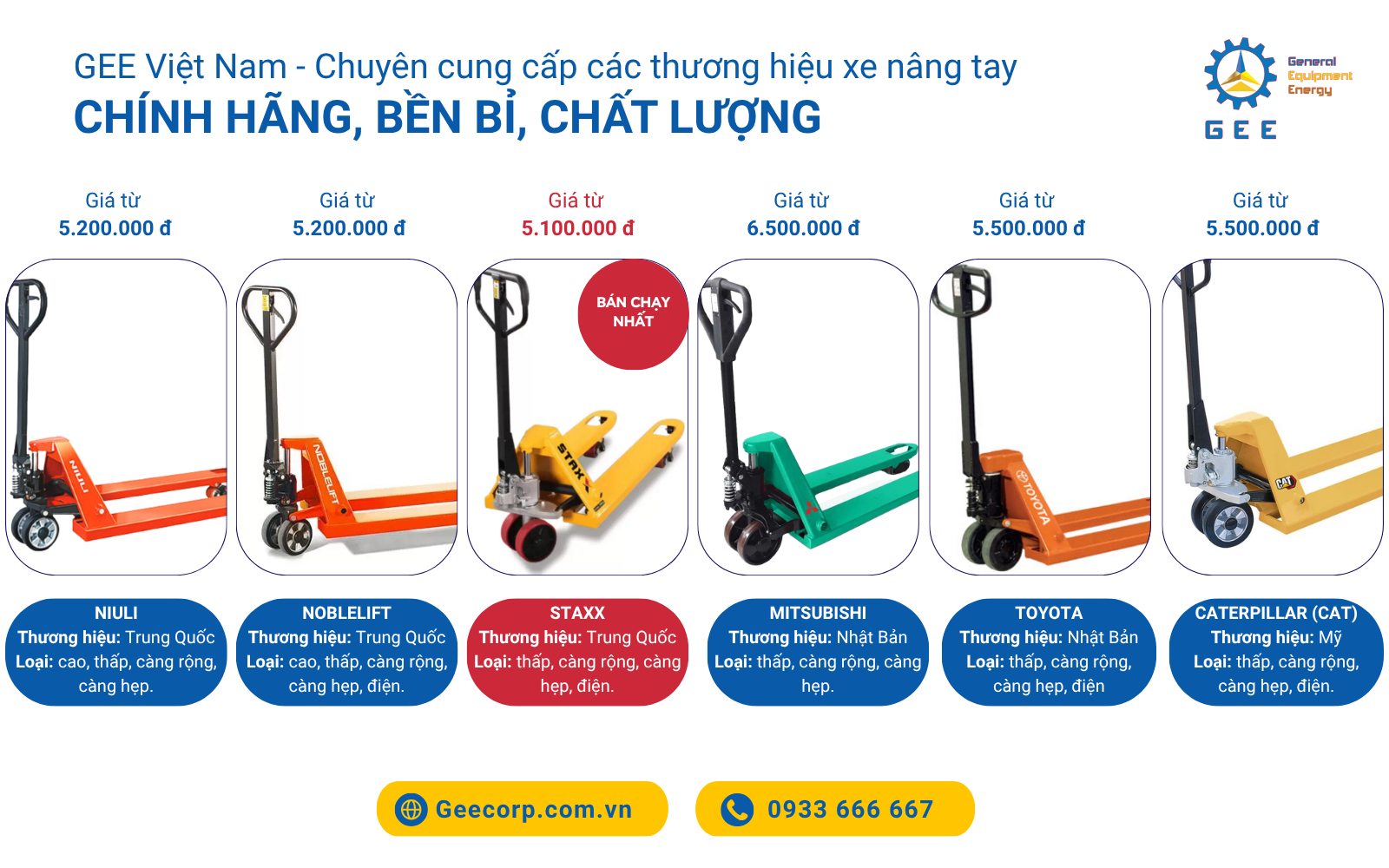 bảng giá xe nâng tay thấp