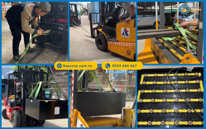 Lắp Đặt Ắc Quy Xe Nâng Gs Yuasa 72v - 435ah Cho Xe Komatsu Tại Công Ty Vận Tải Việt Nhật