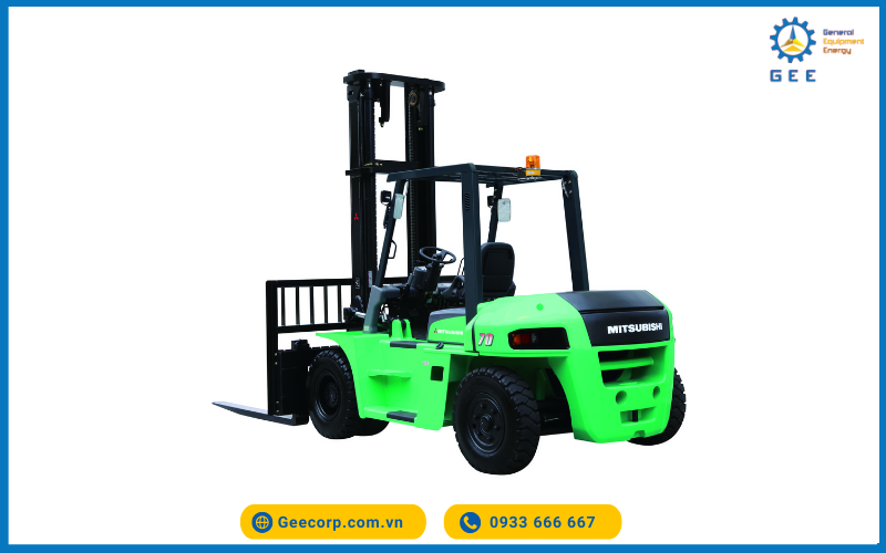 Xe nâng dầu Mitsubishi 8 - 10 tấn tiết kiệm nhiên liệu xuất sắc và vận hành êm ái theo tiêu chuẩn Nhật Bản.