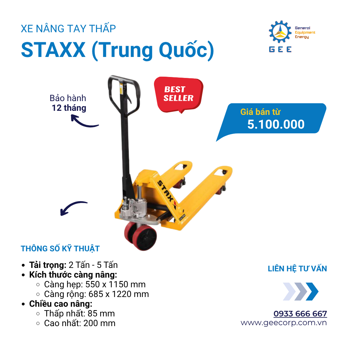 Xe nâng tay STAXX BF25-H/BF30-H (2.5 - 3 Tấn)