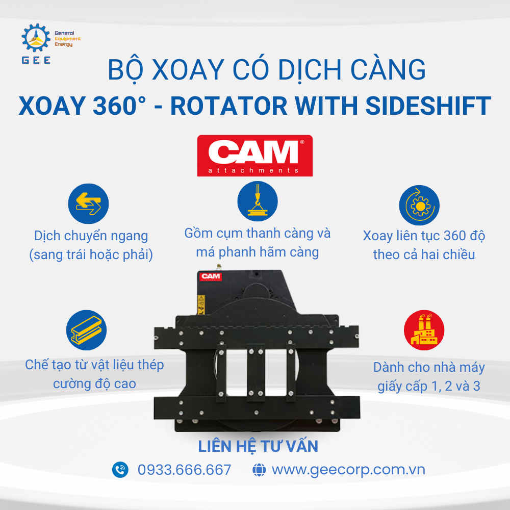 Bộ xoay có dịch càng hiệu CAM (Bỉ) dành cho nhà máy giấy cấp 1, 2 và 3.