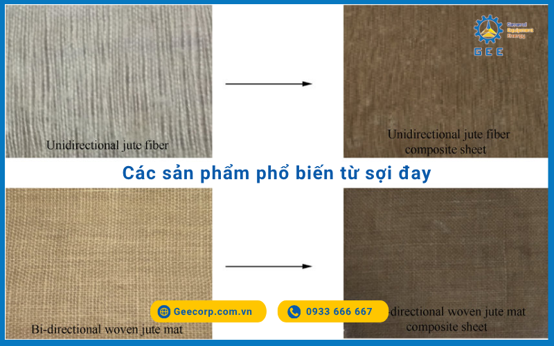Các sản phẩm phổ biến từ sợi đay.