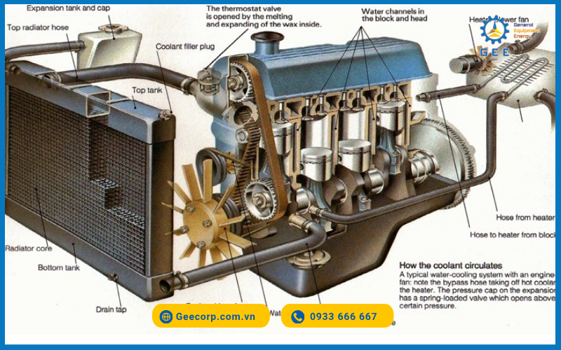 Cấu tạo két nước xe nâng hàng.