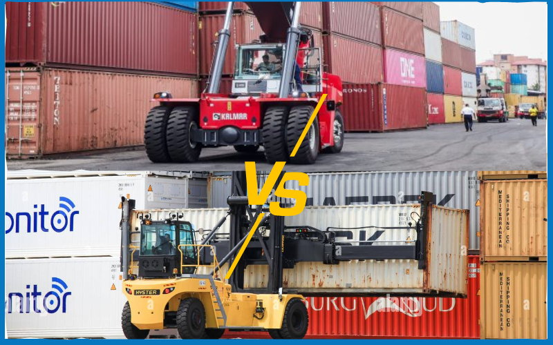 So sánh xe nâng Kalmar và Hyster cho ngành cảng biển.