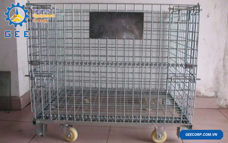 Pallet Lưới Thép Có bánh Xe