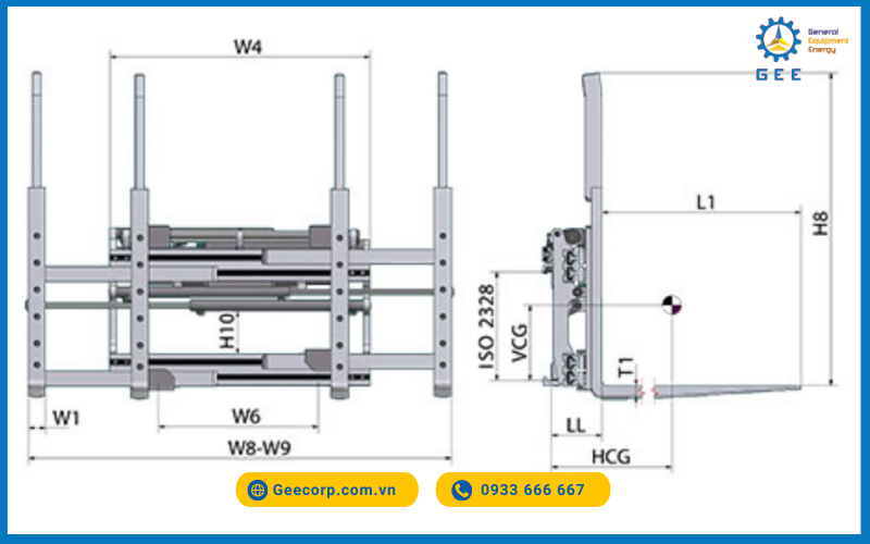 Bộ dịch 4 càng cho nhiều pallet (DPS) - Multi-fork positioner