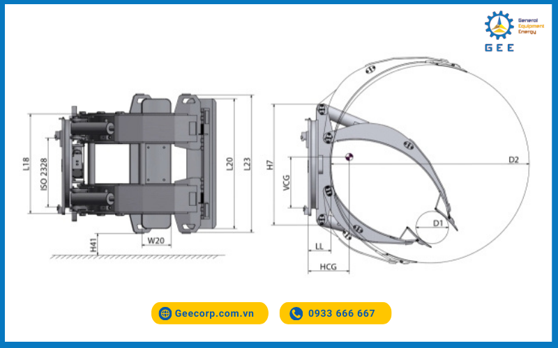 Kẹp cuộn giấy xoay 360° (CR) - Roll clamp