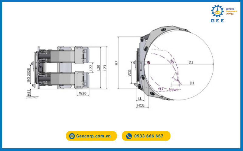 Kẹp cuộn giấy xoay 360° tay kẹp tách rời (CR-S) - Roll clamp-split arms
