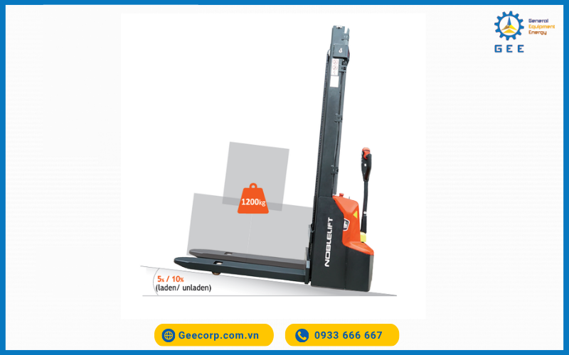 Hiệu suất leo dốc của Xe nâng stacker Noblelift PSE12NSL 1.2 Tấn (1.2T)