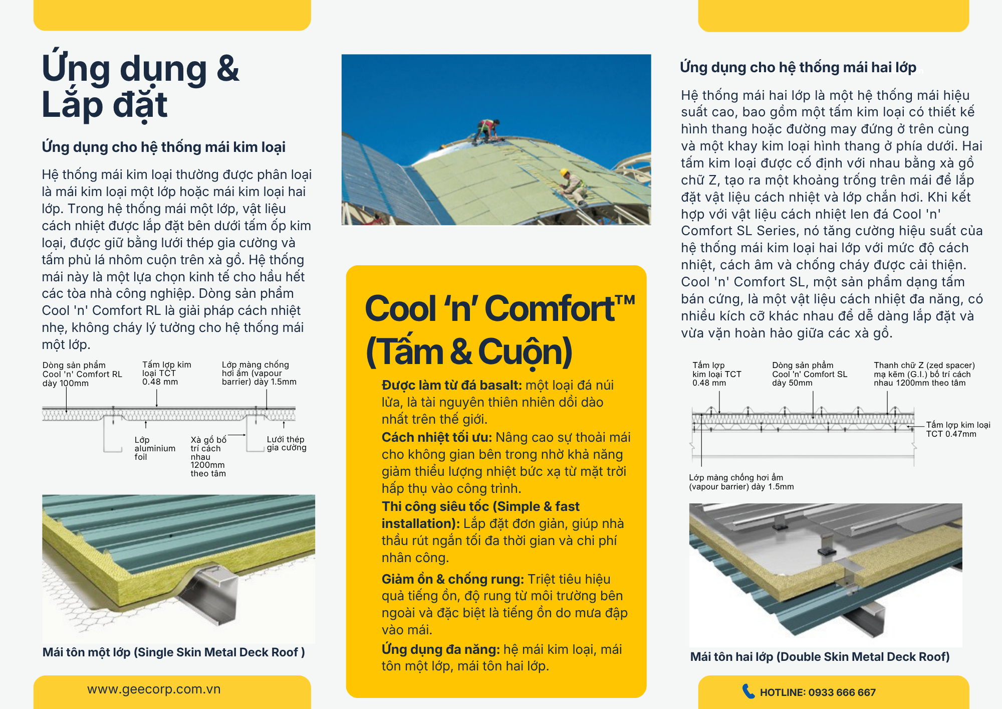 Cách sử dụng và lắp đặt của bông sợi đá cách nhiệt Rockwool Cool ‘n’ Comfort™