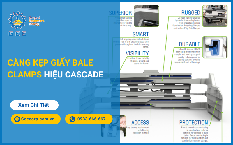 Càng kẹp giấy Bale Clamps J-series hiệu Cascade.