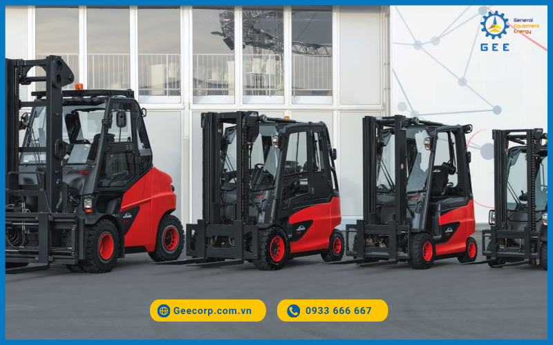 Các dòng sản phẩm của xe nâng Linde.