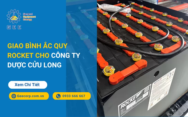 Giao bình ắc quy Rocket 72V - 460Ah cho xe nâng điện tại công ty Dược Cửu Long
